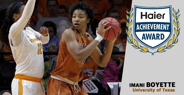 Texas Basketball's Imani Boyette Recognized With The Haier Achievement Award